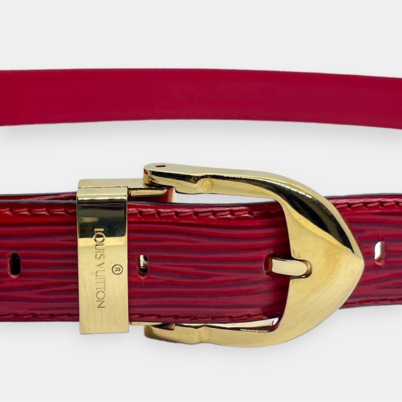 Authentic Louis Vuitton Epi Leather Ceinture 85 Gold Buckle Belt - Picture 1 of 9